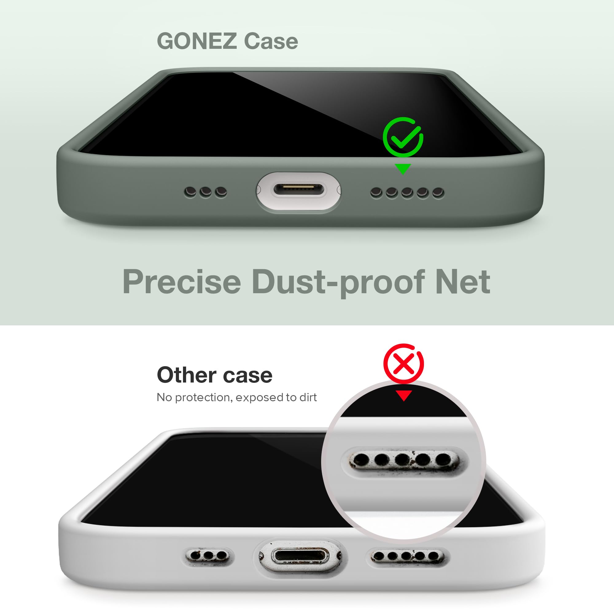 GONEZ Coque magnétique pour iPhone 14, compatible avec MagSafe, avec protecteur d'écran + protecteur d'appareil photo, doublure en microfibre anti-rayures, coque de protection antichoc en silicone