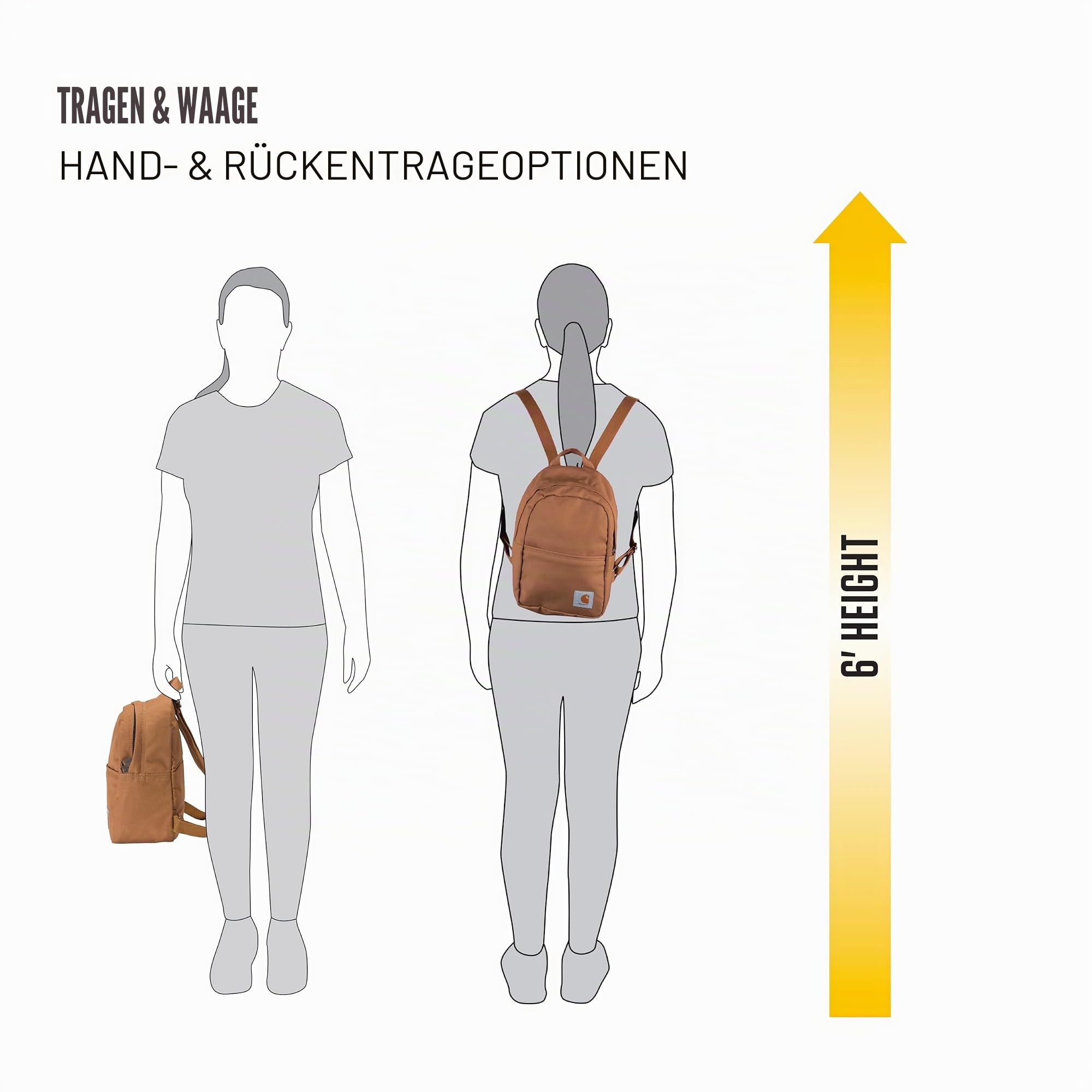 Carhartt Klassischer Mini-Rucksack, strapazierfähiger, wasserabweisender Rucksack mit verstellbaren Schulterriemen