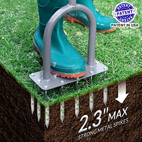 TTXSDYD Au00e9rateur De Pelouse - Scarification Manuelle - Avec Poignu00e9e - Au00e9rateur De Pelouse - Outil De Jardinage Pour Enlever La Mousse - 1,7 Cm