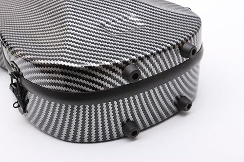 Miniatura 9 de Estuche de violín de fibra de carbono 44 de tamaño completo Estuche de violín duro fuerte ligero con correa trasera y 2 soporte de arco Caja de