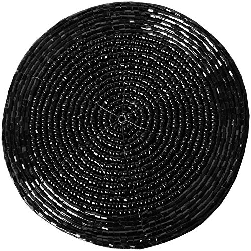 Preisvergleich Produktbild Bestlivings Glasperlen Glasuntersetzer Ø10cm (Schwarz)