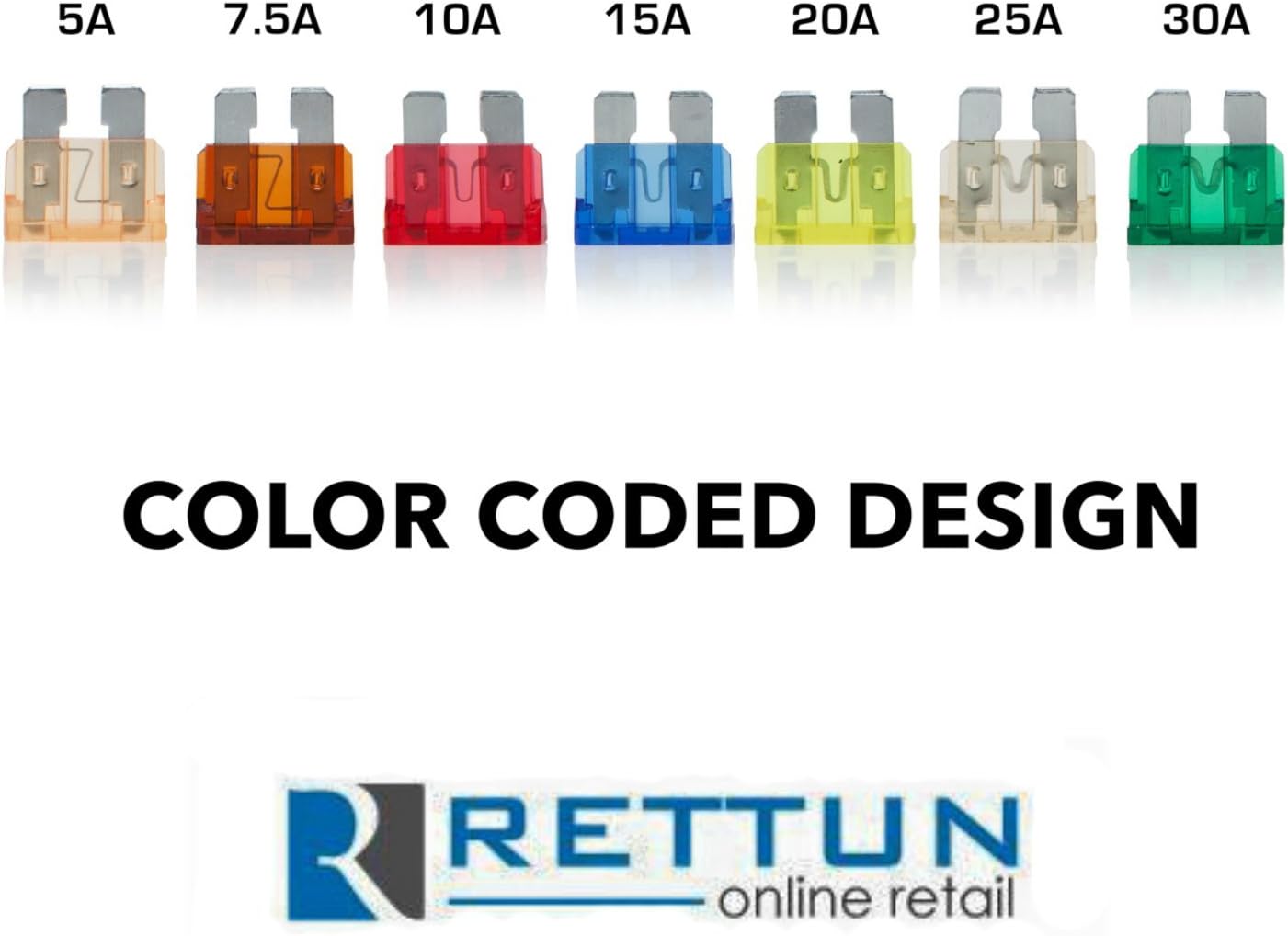 Everything Automobiles, 120 Assorted Fuses with 10 Inline Fuse Holders - Includes Fuse Puller Tool, Great for Use on Cars