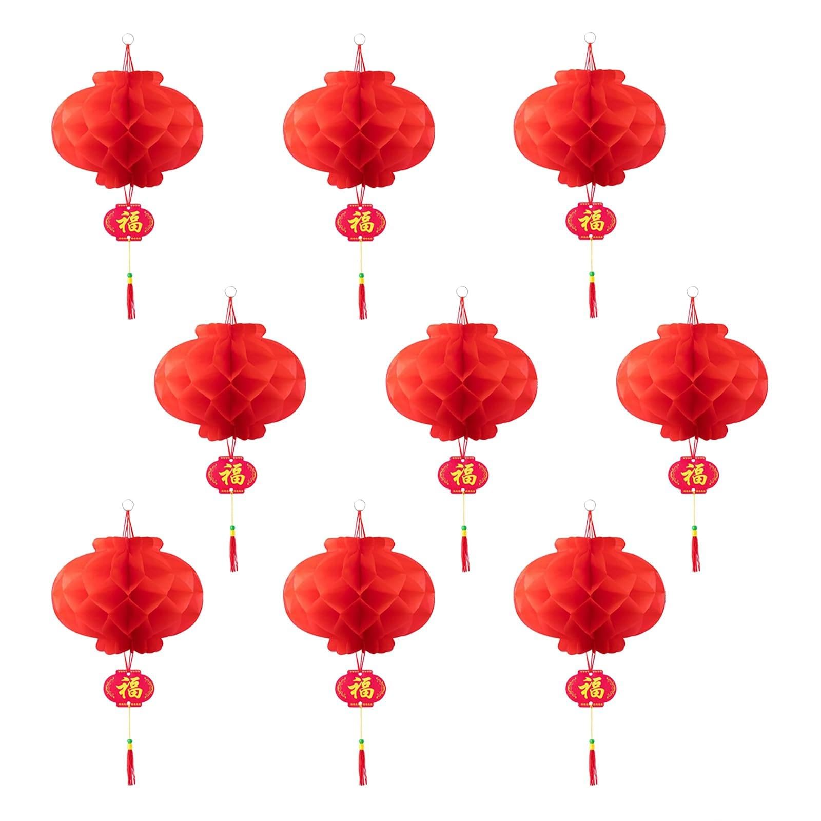 10pcs Chinese Decorations, Chinese Paper Lanterns, Chinese New Year Decoration 2026, Traditional Hanging Decorations, for Lunar New Year Spring Festival Party Supplies,Indoor and Outdoor(Red)