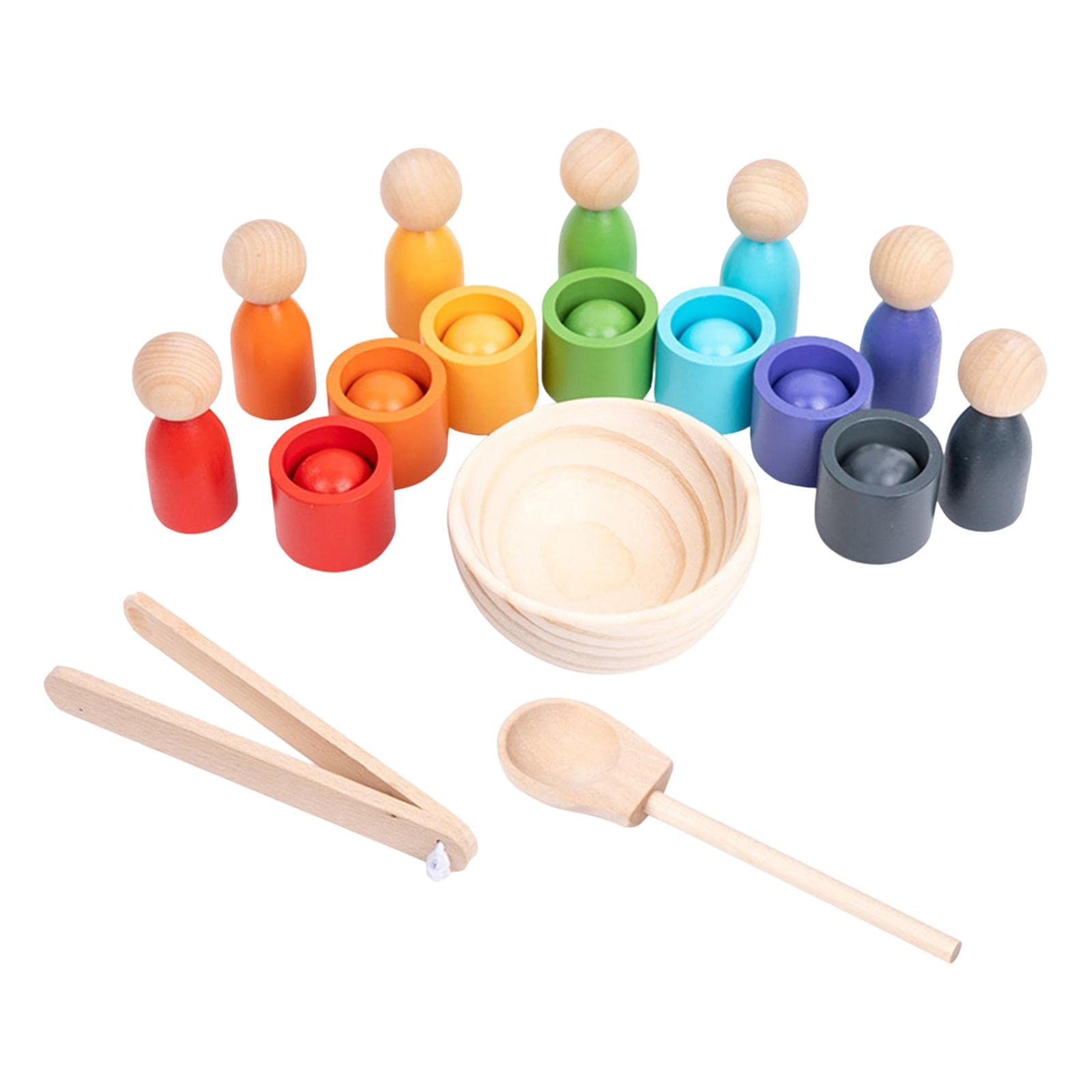 7 Piezas Vasos Juego de Madera Juego de Clasificación y para Niños con Entrenamiento de Pensamiento Lógico Adecuado para