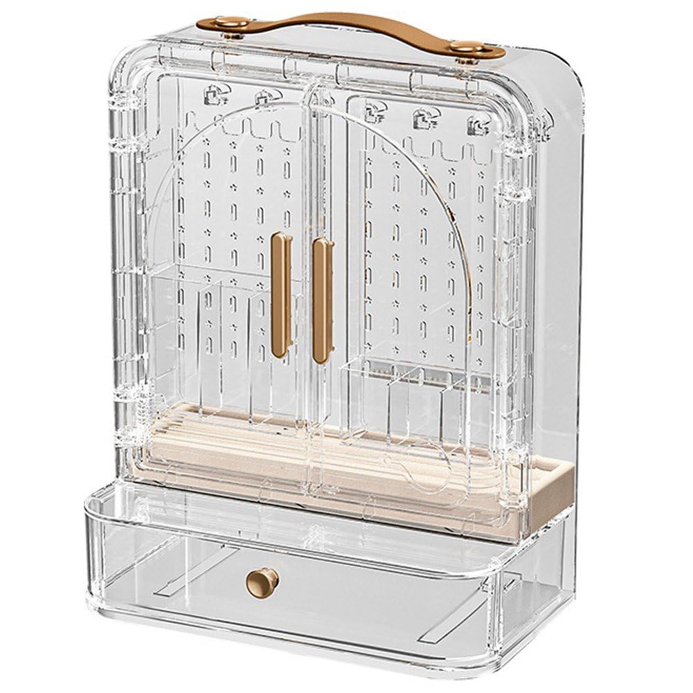 Boîte de présentation anti-poussière et présentoir à bijoux avec tiroirs de rangement amovibles
