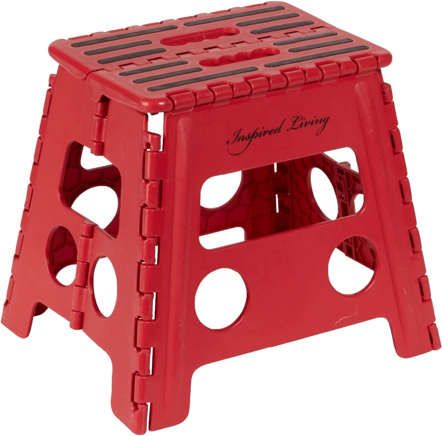 13" Step Stool, Folding Step Stools for Adults, Plastic Foldable Step Stools Kids, Holds Up To 330 lbs, Collapsible Folding Stool for Kitchen, Bathroom, Bedroom - Red