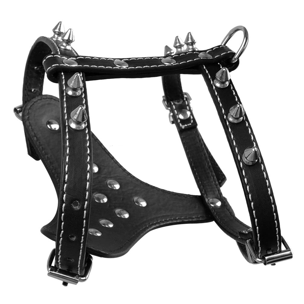 Spikes Studded Dog Harness Spiked PU Leather Pet Harness Small Dogs Puppy Vest 3 Colors Black S