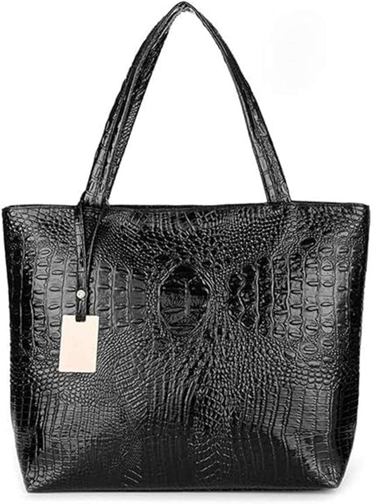Sister Amy® Womens Large Tote Shoulder Handbag Purse Travel Satchel Stylish Fuax Leather Crocodile Hobo Top Handle Bag