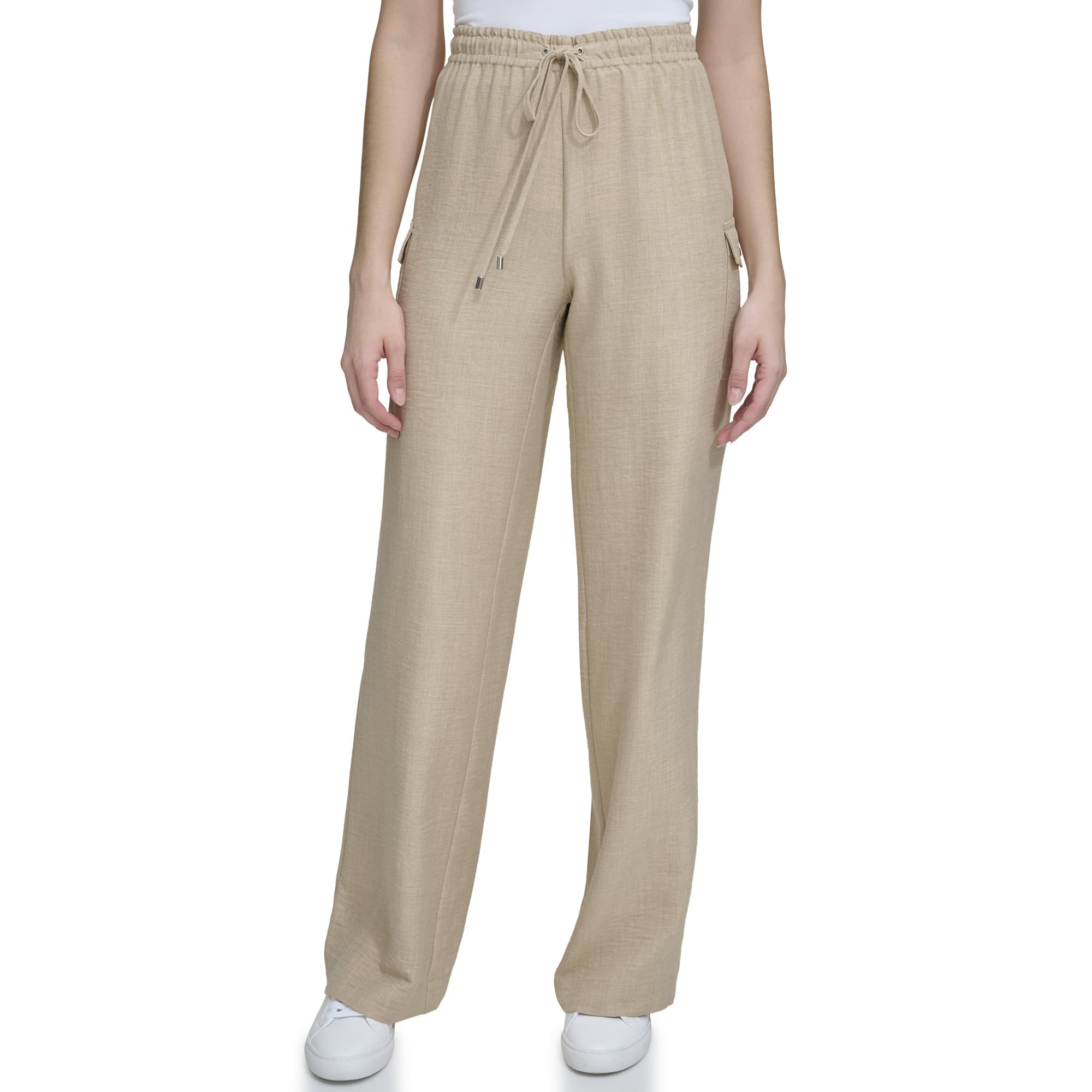 Calvin Klein Womens Woven Pull on Wide Leg Pant