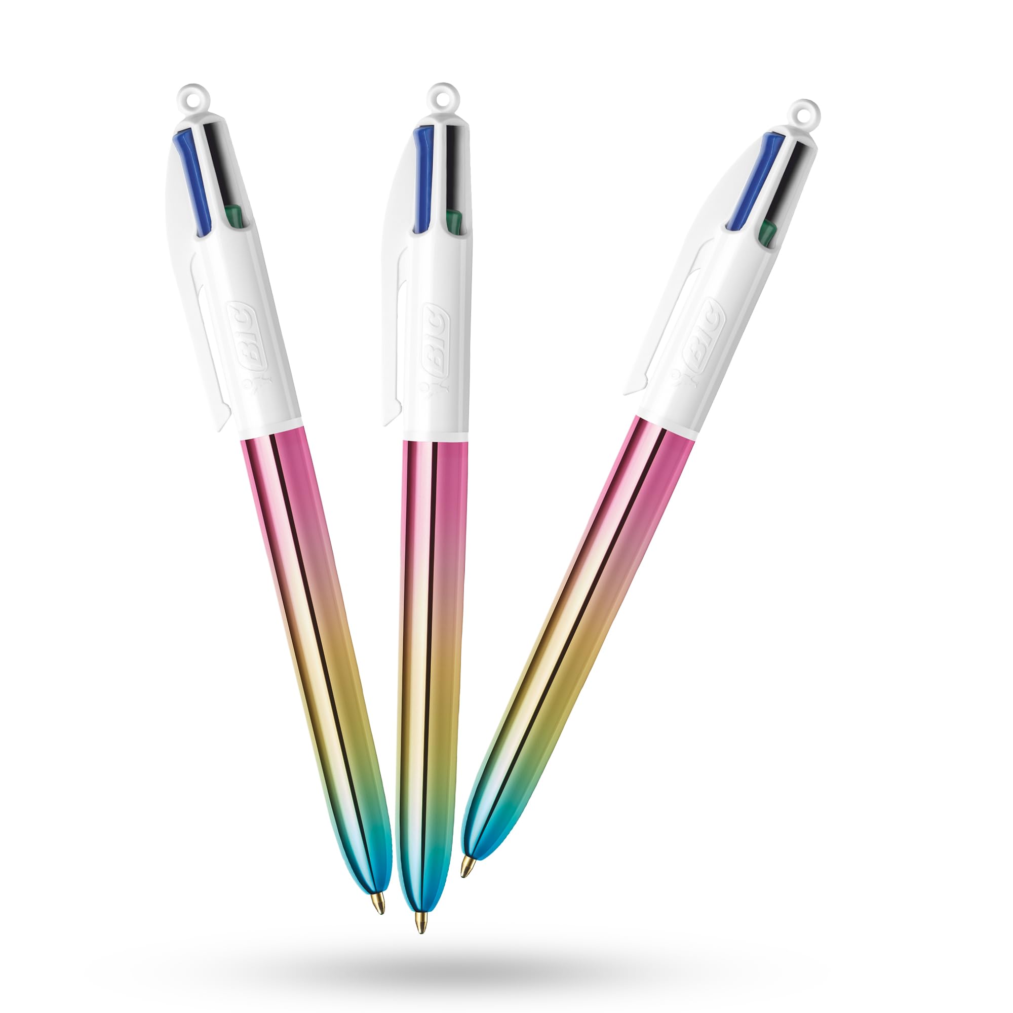 BIC 4-Colour Gradient Pens Multi Pen Retractable Design Multicolour Pen With Four Assorted Vibrant Inks Multi Coloured Pens All in One for School Office and Colour Coding (Pack of 3)
