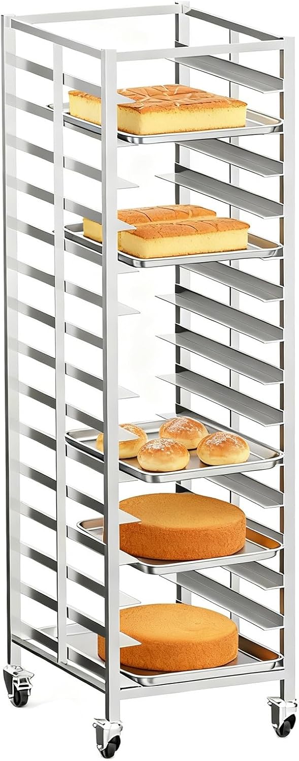 WDJBPSH 16-tier Bread Baking Speed Rack on Wheels, Large Commercial Sheet Pan Drying Holder for Organizing Bread/Cakes/Trays In Kitchens, Bakeries & Catering