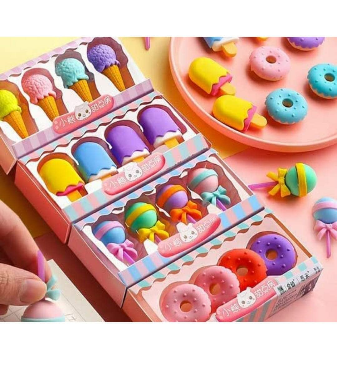 DanMart Kids Dessert Erasers Set, Donut, Ice-Cream, Lollipop and Cone Shaped, Candy Snacks Pack of 4 (B0D96FS7SG) Amazon Price History, Amazon Price Tracker