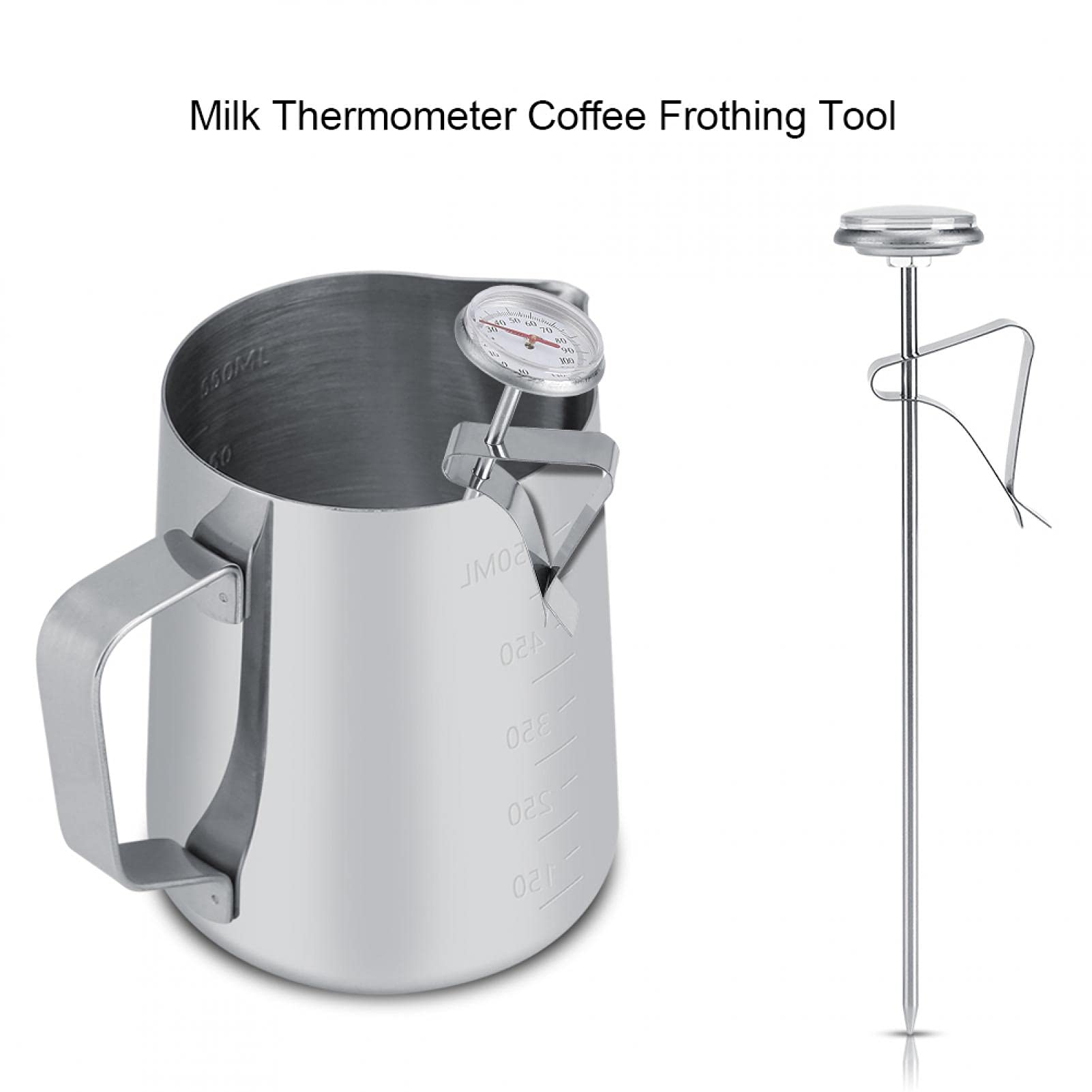 Termometro per Latte, Termometro da Cucina Digitale a Lettura Istantanea -10~110 Termometro per Latte in Acciaio Inox Accessori per Schiuma di Caffè per Vino Latte Olio Acqua