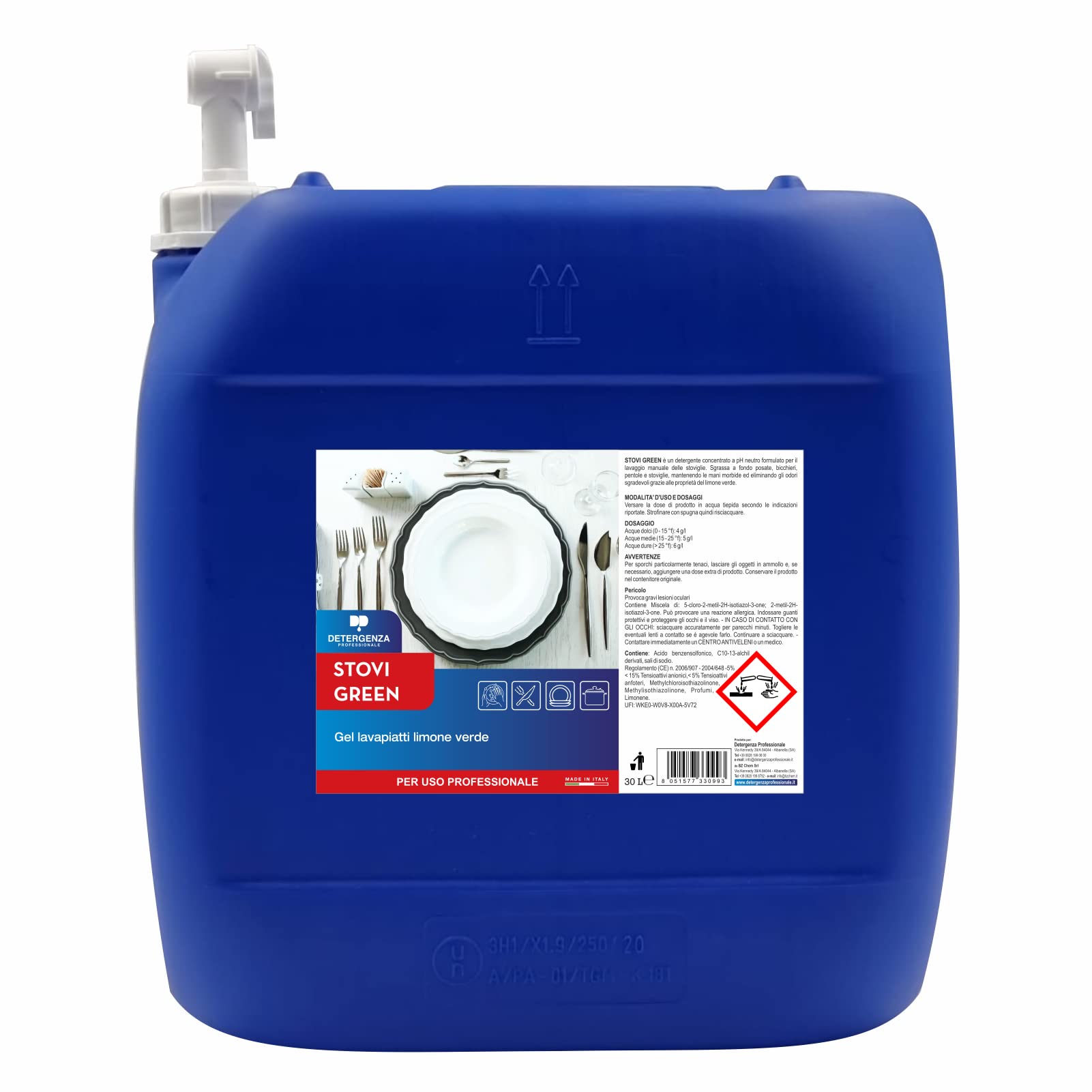Gel LAVAPIATTI Limone Verde STOVI Green CONCENTRATO - Tanica da 30 L