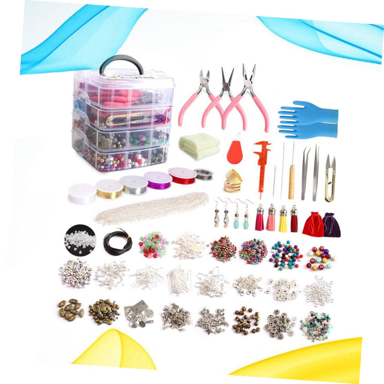 Perline Materiale per Gioielli Fai da Te in Acrilico 1960 Pezzi Accessorio Creativo per Creazioni Artigianali Colore Casuale per Bracciali e Collane
