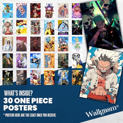 Image of Wallgasm One Piece Posters - Pack of 30, 10x15cm (A6 Size) Posters for room, bedroom, office | Wall Collage Kit | One Piece