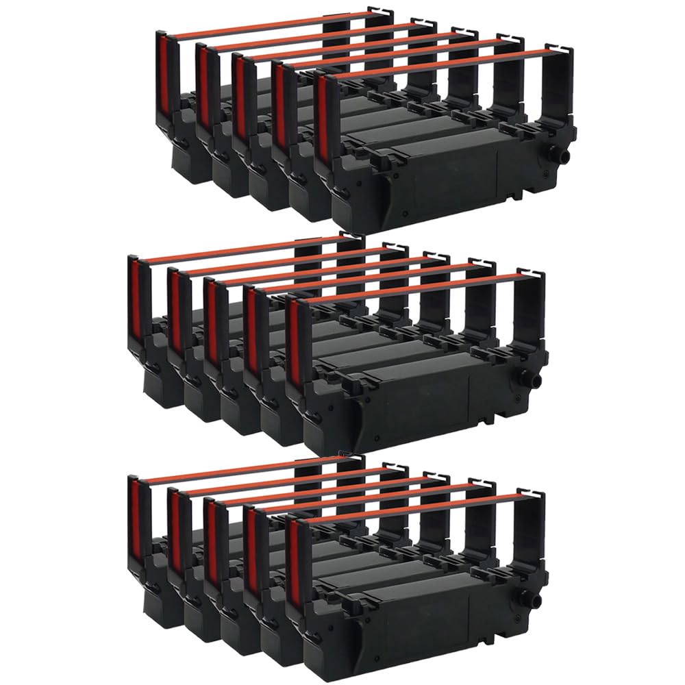 Inkjello Ink Ribbon Replacement for Star Micronics SP700 RC700BR Compatible for Star Micronics SP700 SP712 SP712R SP742 SP742R SP717 SP747 SP740 Black Red (15-Pack)