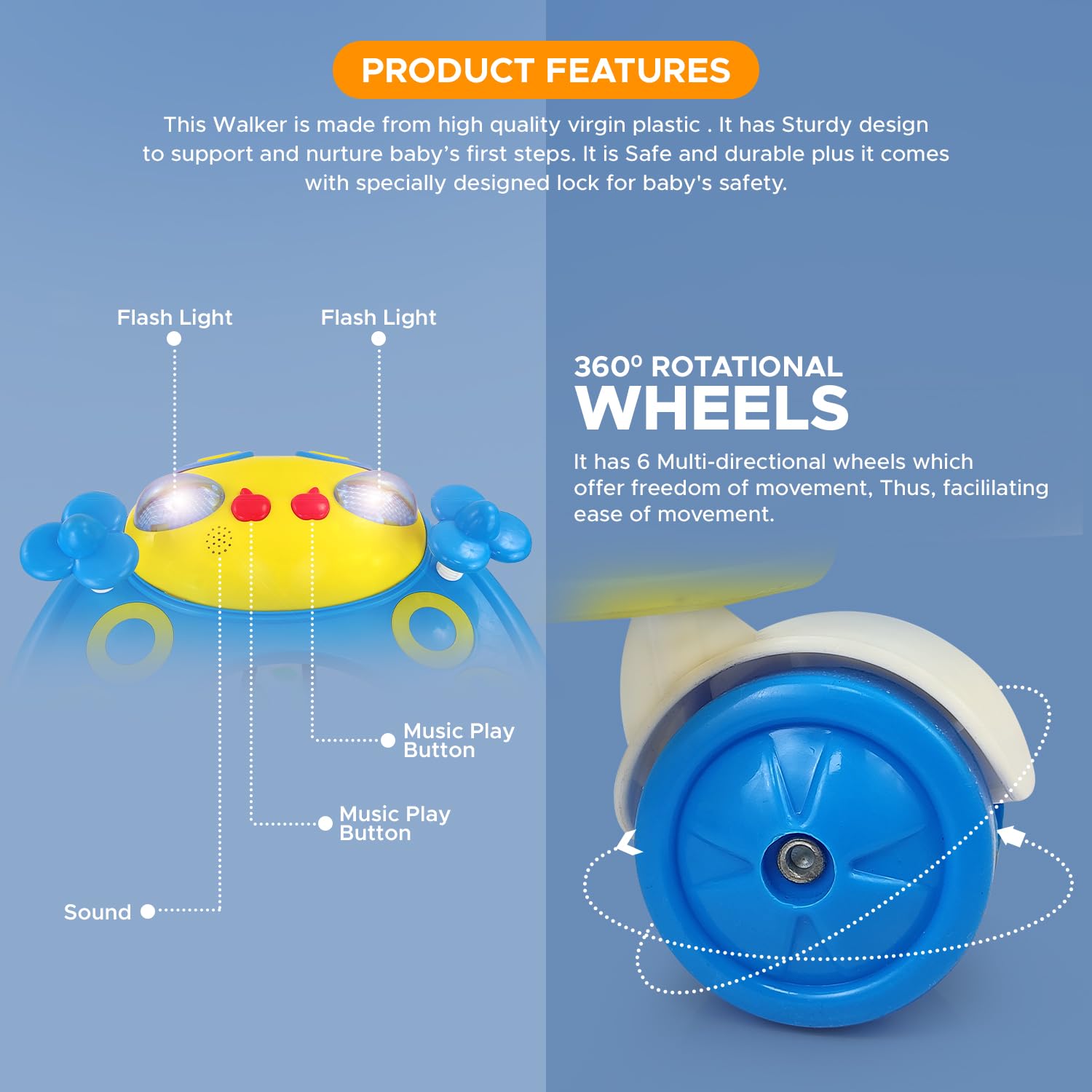 Dash Kitty With Baby Walker Music With Rotation Wheels High