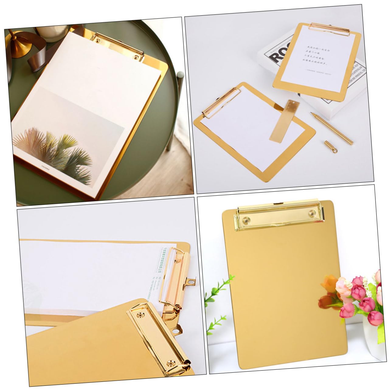 Operitacx 2 Stück Klemmbretter aus Edelstahl A5 mit Goldener Oberfläche Verschleißfest und Elegant zur Dokumentenorganisation im Büro