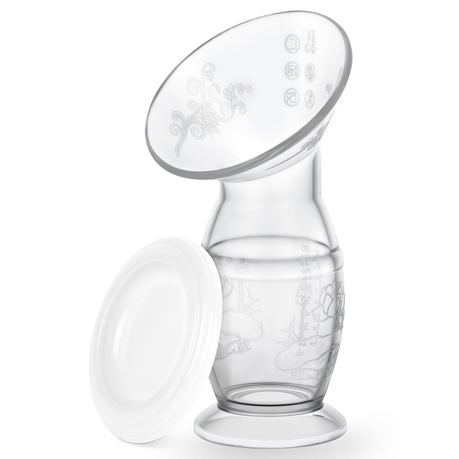 Vicloon Handmilchpumpe, 100 ML Transparent Manuelle Brustpumpe, BPA-frei, Angenehmes & Extrem Weiches Silikon Rettet Jeden Tropfen Muttermilch - Alternative zu Milchauffangschalen - Weiß