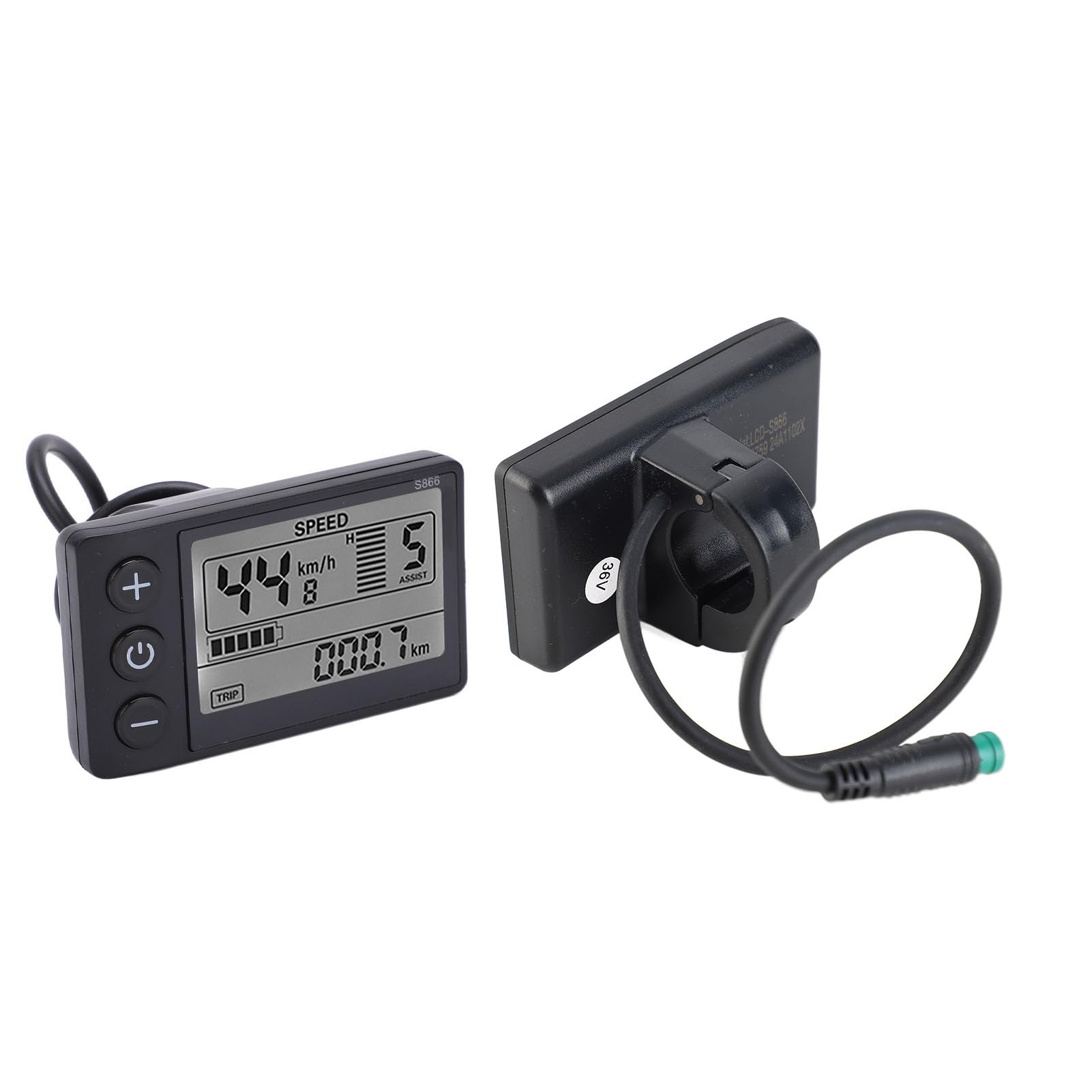 Alomejor Écran LCD S866, Grand écran LCD 24V 36V 48V avec Prise étanche pour Vélo électrique Accessoires pour vélos électriques