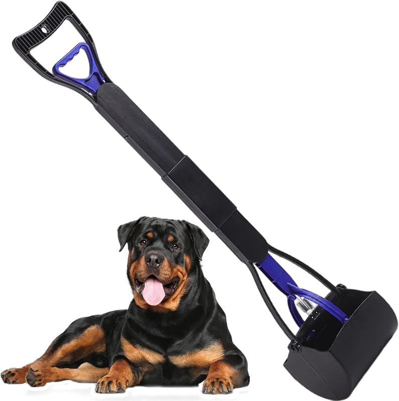 Pá coletora de fezes para cães com cabo longo dobrável WOILIFE, 81,28 cm, Azul