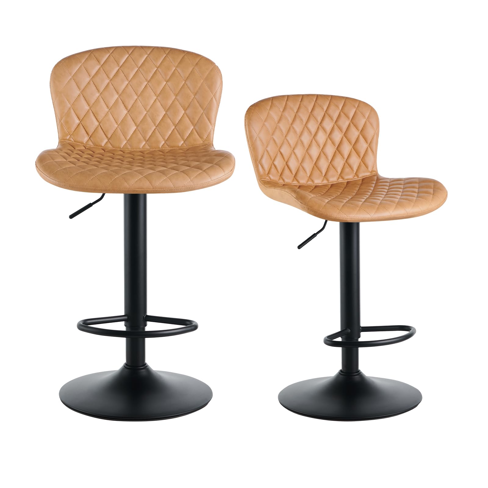 Tabourets de bar en cuir synthétique marron alliant confort rembourré et design pivotant