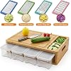 Tabla de cortar de bambú con 4 contenedores, tabla de picar grande con canales para jugos, asas de fácil agarre y abertura para deslizar alimentos, tabla para tallar con bandejas para almacenar, transportar y limpiar alimentos 3