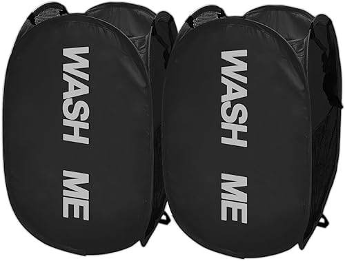 Cestos de lavandería desplegables, cestas plegables de malla para la lavandería, paquete de 2 cestas de almacenamiento para el hogar, dormitorio,