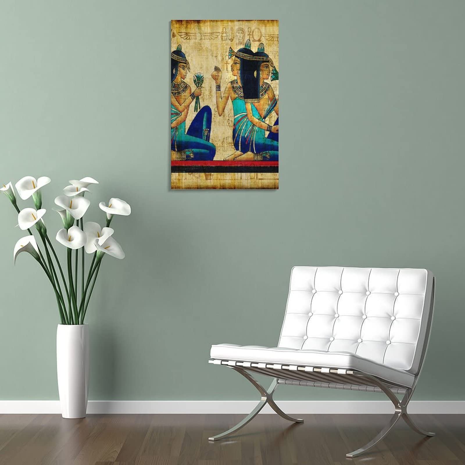 Stampa Su Tela Egiziana Vintage – Papiro Con Faraone E Geroglifici – Quadro 50x70 Cm Per Arredamento Soggiorno O Camera – Idea Regalo Decorativa - 3