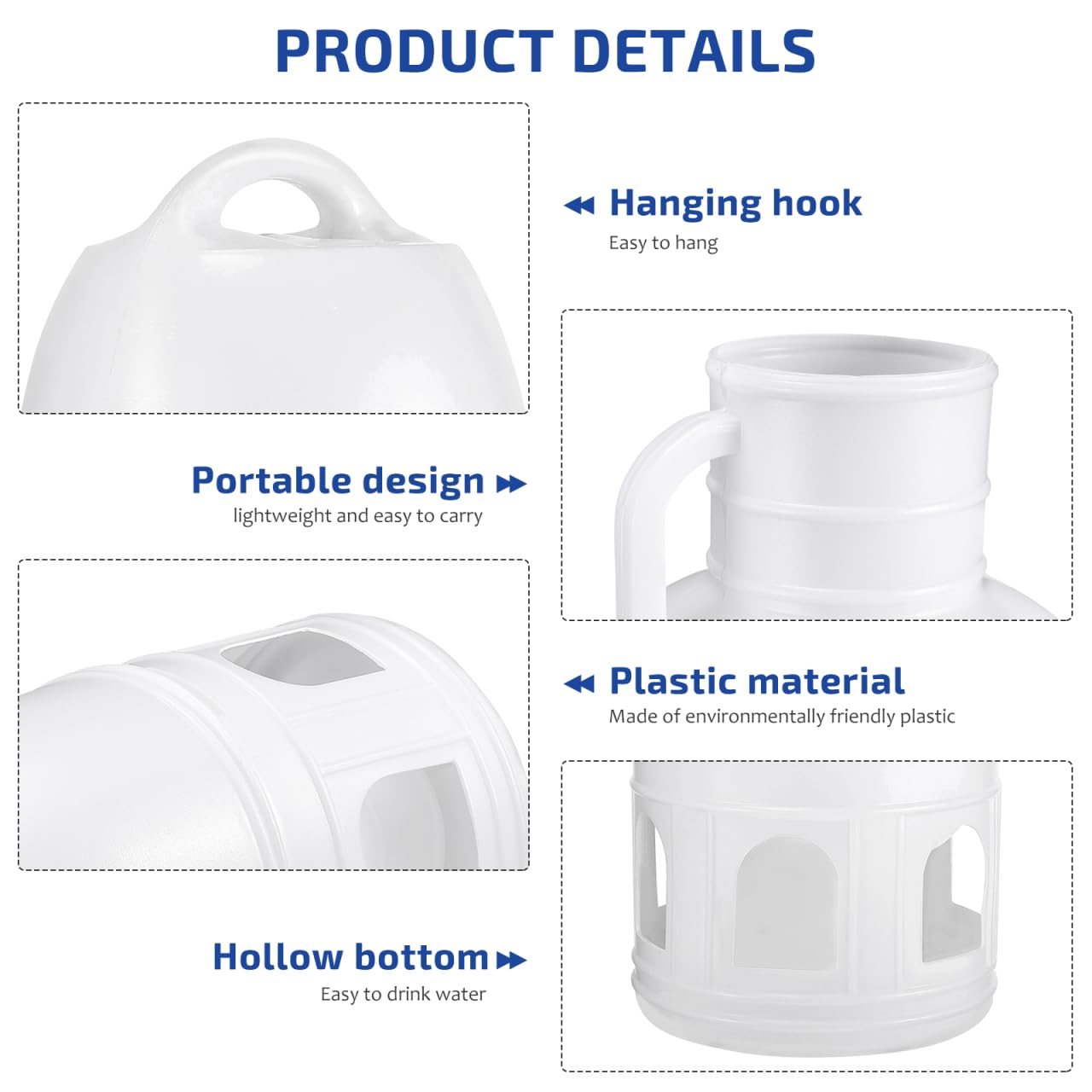 Dispensador de bebedero de plástico para pájaros de POPETPOP para alimentar a las palomas, contenedor de agua para pájaros – Comedero automático dispensador de agua y jaulas para pájaros