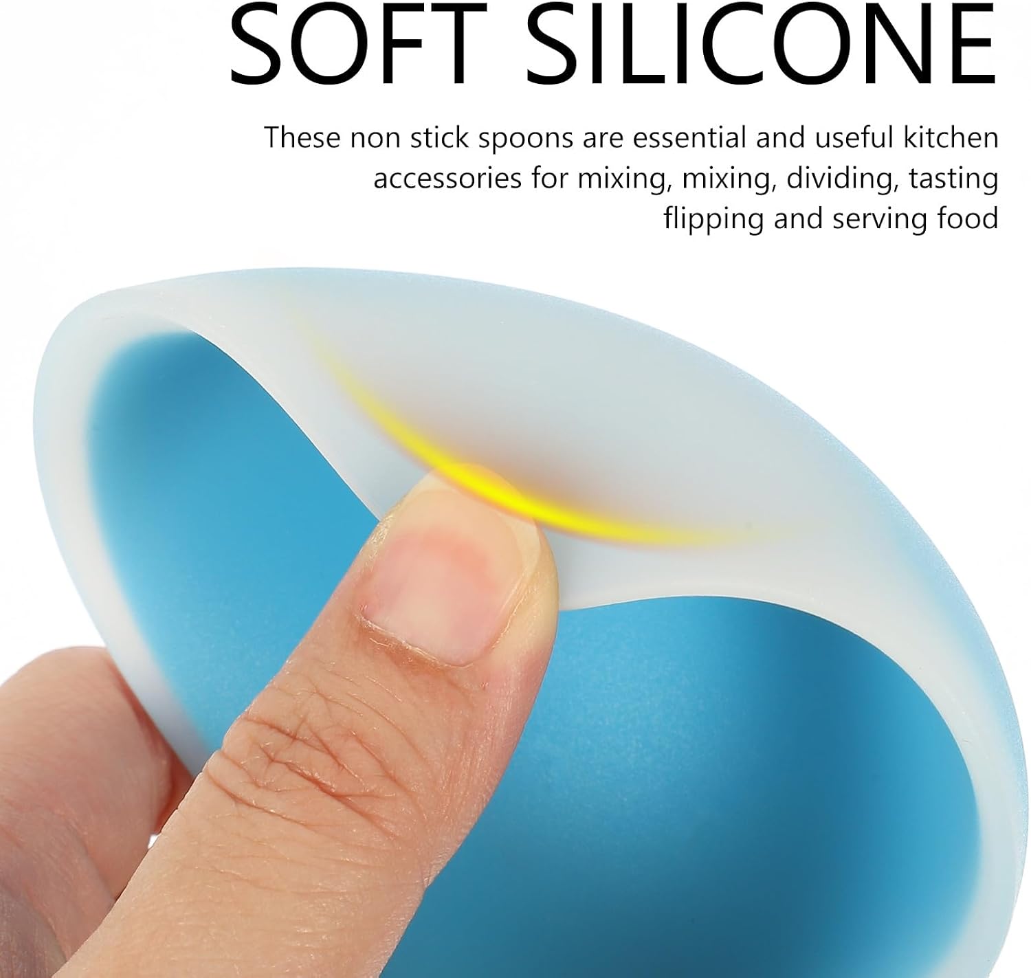 2pcs Multi-function Silicone Soup Ladles Blue Kitchen Cooking Utensils Household Ladle Set for Daily Use and Soup Serving
