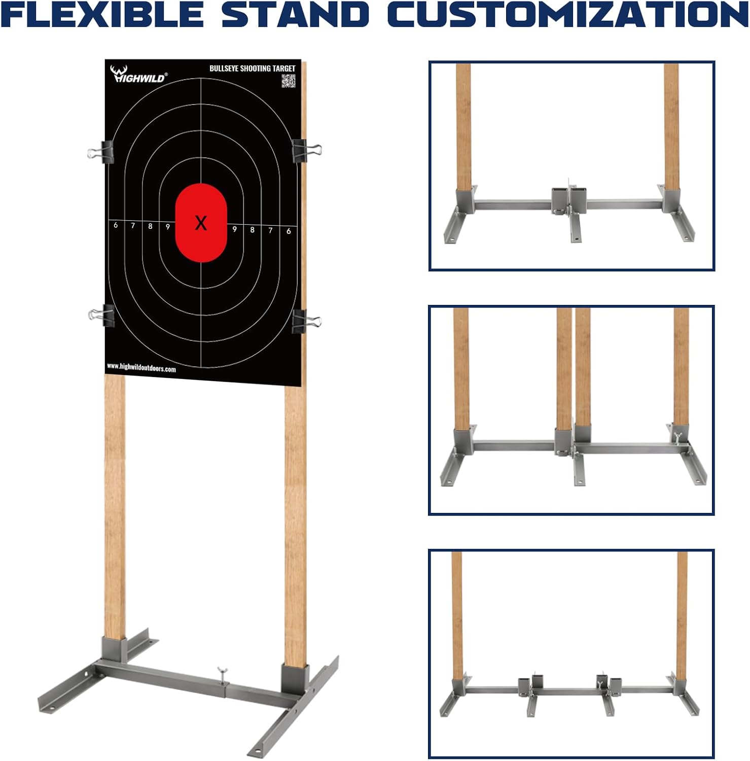 Highwild Adjustable Target Stand Base Paper Target Stands for Shooting Range Portable H-Shape Cardboard Shooting Base Triple Set
