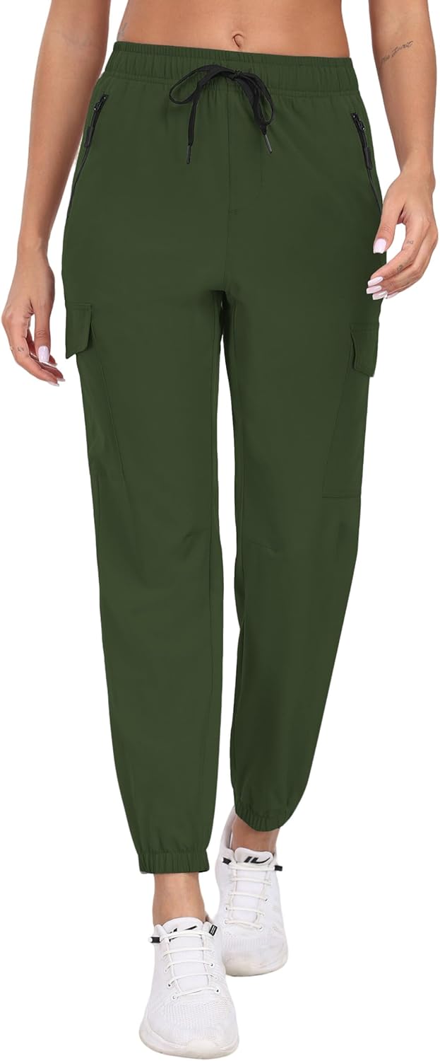 Womens Joggers with Pockets Waterproof Cargo Hiking Pants UPF 50+ Lightweight Quick Dry for Workout Travel HH24012 - Image 3