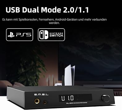 SMSL DL100 Audio Decoder Headphone Amplifier 4 x CS43131 Chip HDMI (ARC) Can for TV Dual Mode ISB 6.35mm + 4.4mm Dual Headphone Output XLR Balanced + RCA Output Fully Functional