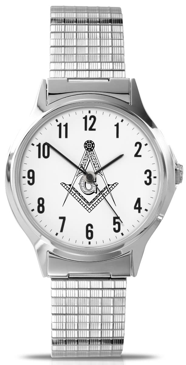 Sekonda Orologio Massonico Da Uomo Modello 90097 - Analogico Quarzo, Quadrante Bianco E Cinturino Argento