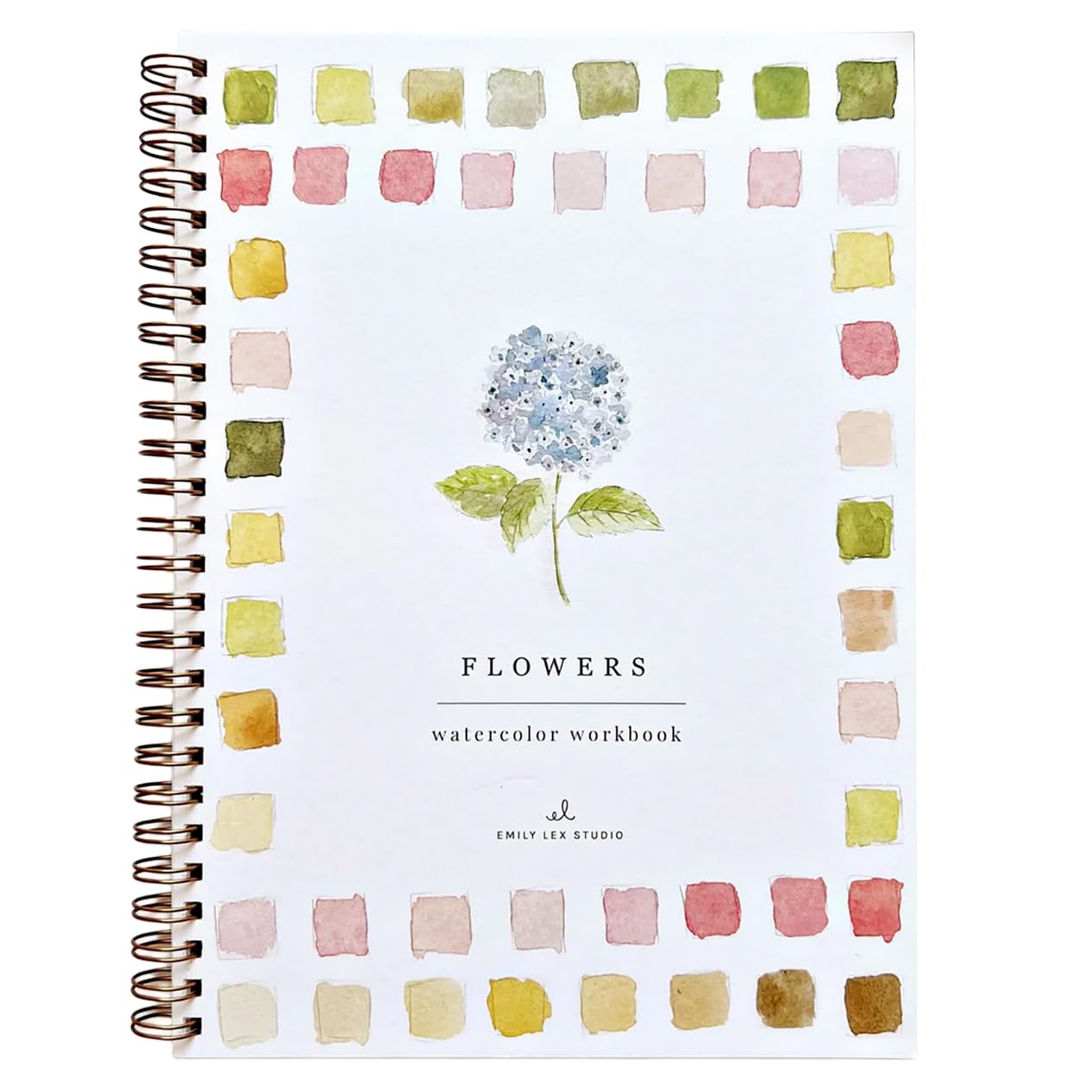 Emily Lex Studio Aquarell-Arbeitsbuch mit Blumen, 12 anfängerfreundliche skizzierte Illustrationen, flache Spiralseiten, 16,5 x 22,9 cm, 54,4 kg Aquarellpapier