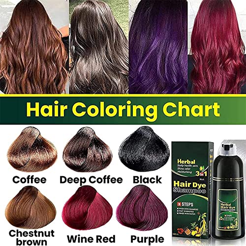 Foto von 3-in-1 Herbal Hair Coloring Shampoo - Herbal Hair Dye Shampoo Natural Non -10 Mins Herbal Hair Darkening Shampoo-Scalp Hair Care Multi-Color Hair Dye, Unisex 500ml (Black)