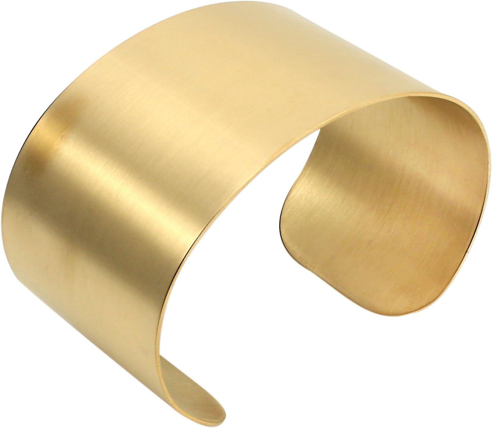 Silver Wide Grooved Cuff Bangle for Women Lady Stainless Steel Shiny Punk Bracelet