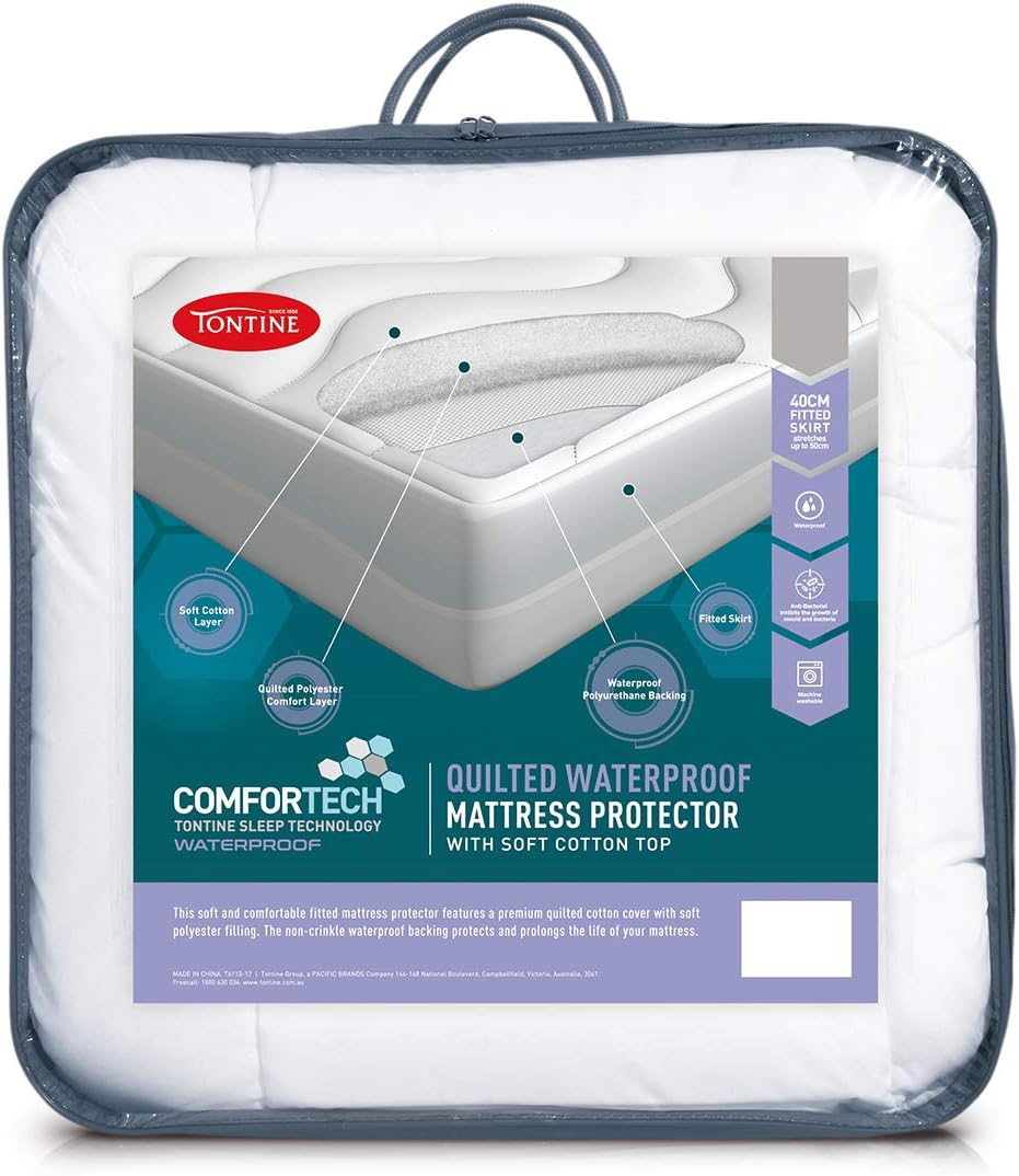 Tontine Comfortech Quilted Waterproof Mattress Protector, Queen