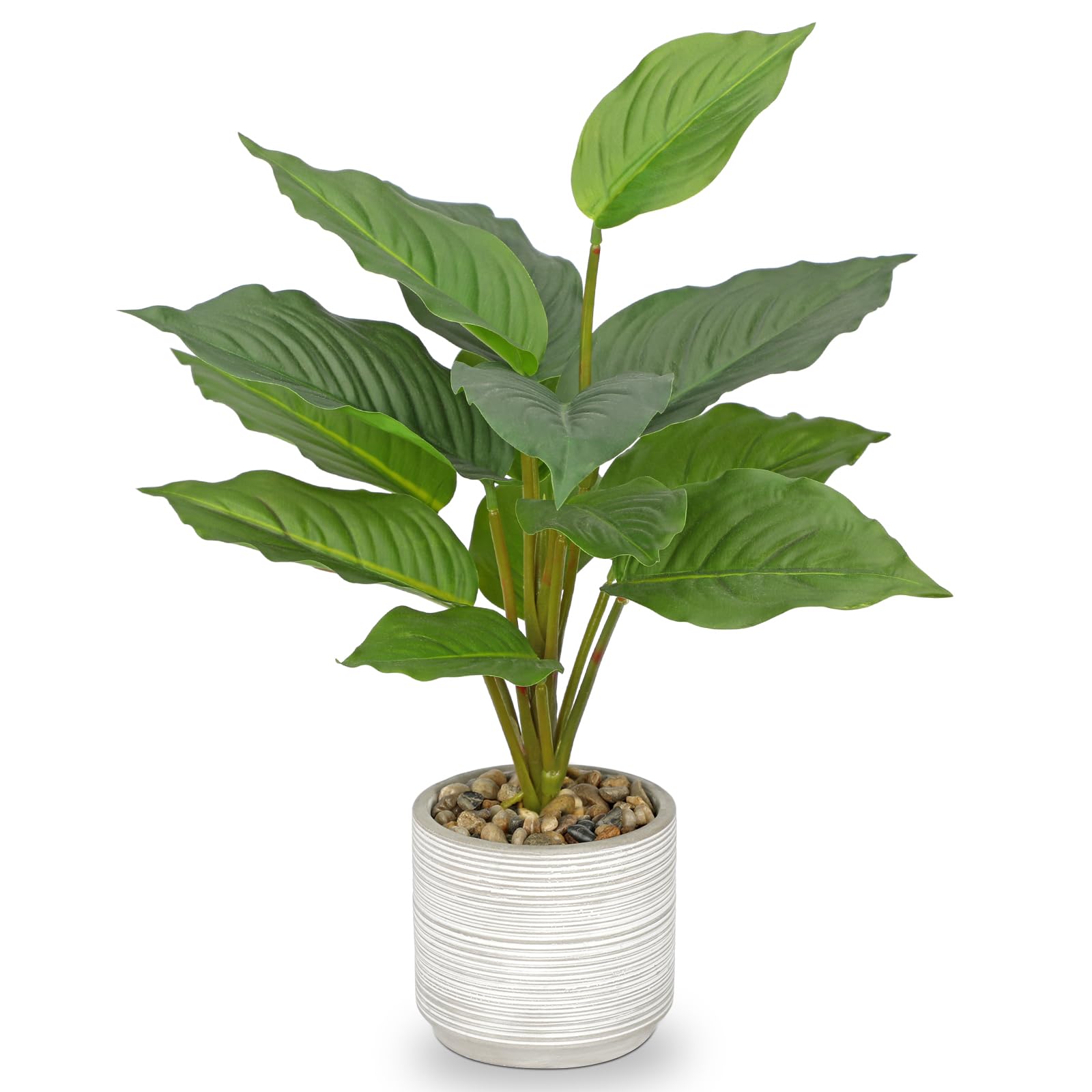 Arborus Artificial Plants Indoor in 14.5" Tall Fake Dieffenbachia Plants in Rustic Ceramic Pot Artificial Desk Plant House Plants for Living Room Office Kitchen Bathroom Home Decoration โ image 1