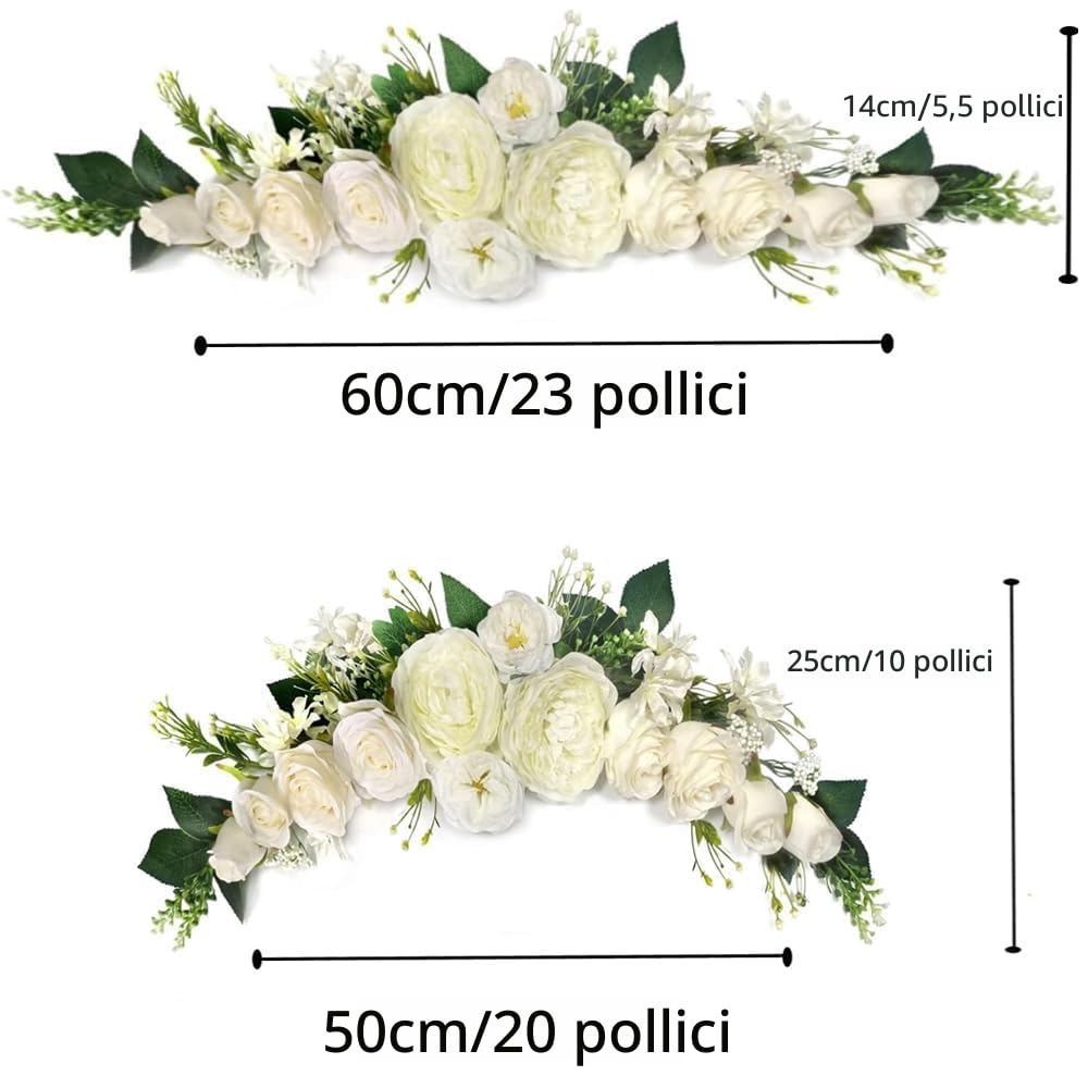 HOHOVYVY Fiori per arco di matrimonio, set da 2 pezzi, bianco, 60