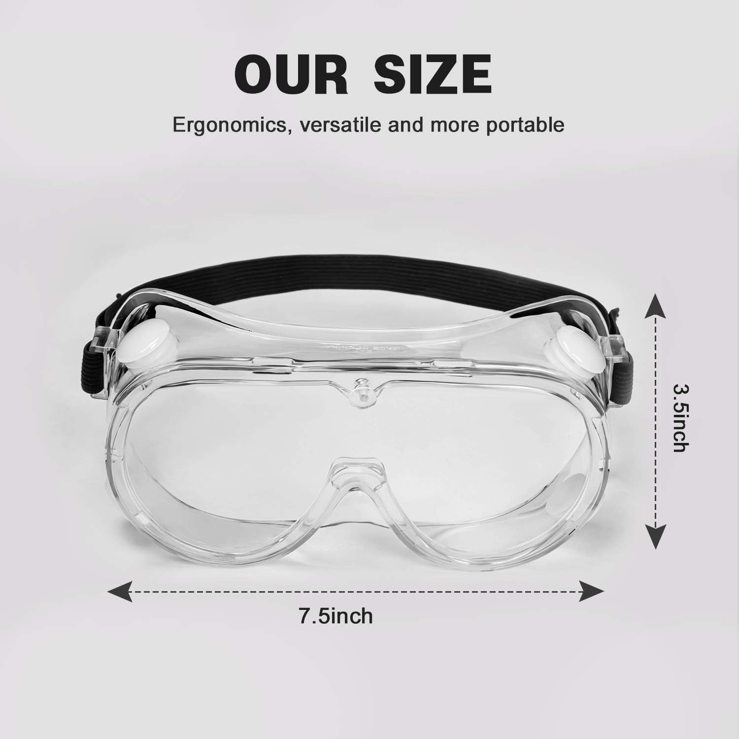 Hestiasko Safety Goggles Protective Safety Glasses, Eye Protection Shield with Anti-Fog and Clear Lens, Wide-Vision (2)
