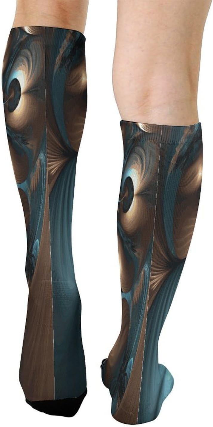 Abstract Blue Brown Crew Socks Calf Socks Athletic Crew Sock