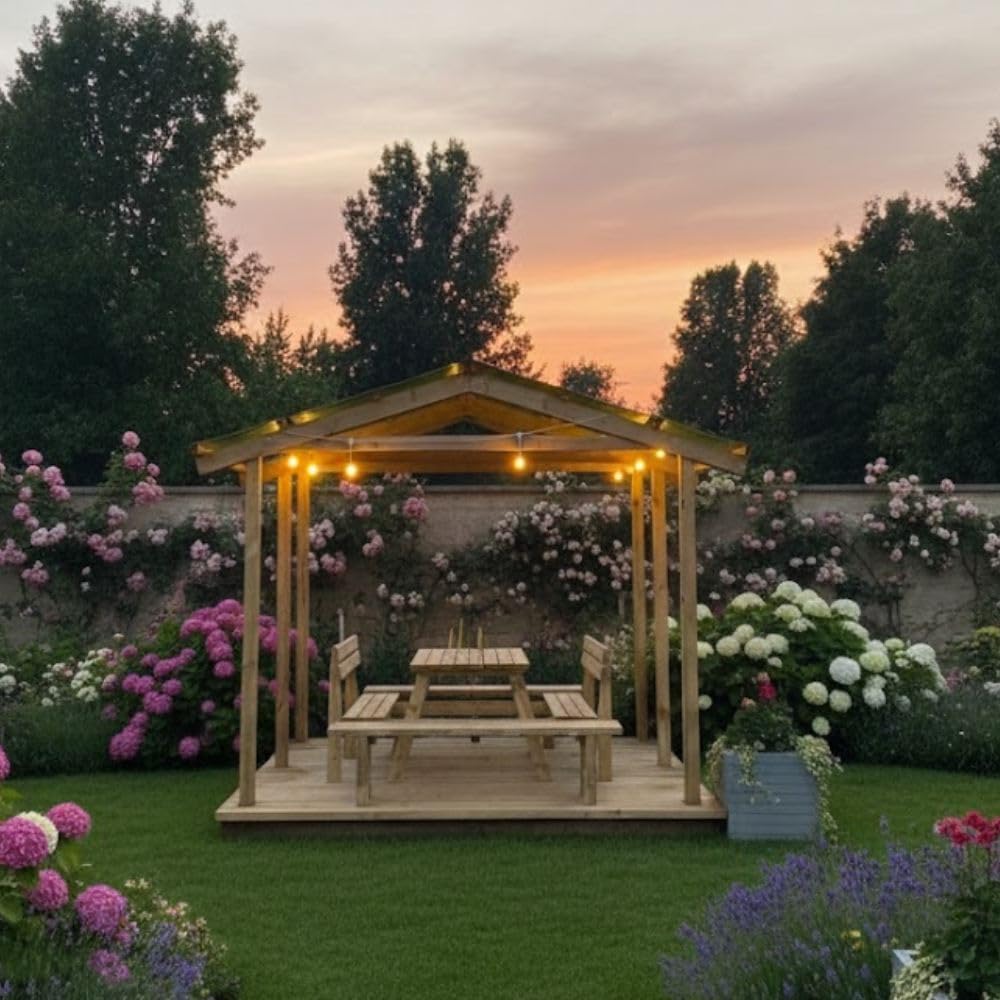 Pergola Carport in legno 400x550 cm pino impregnato Made in Italy