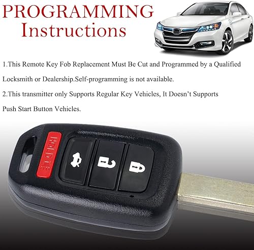 Miniatura 4 de MechanMagic Llavero de repuesto para Honda Civic 2014 2015/Accord 2013-2015 MLBHLIK6-1T Control remoto de entrada sin llave sin cortar 4 botones 315