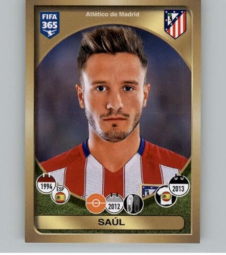2016-17 Panini FIFA 365 Stickers CentralSouth America #362 Saúl Atletico Madrid Official Soccer Album Sticker in Raw (NM or Better) Condition