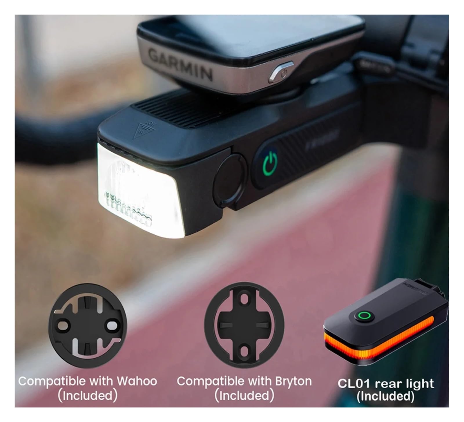 1 set di luci anteriori for bici FR1000 e set di luci posteriori GPS CL01