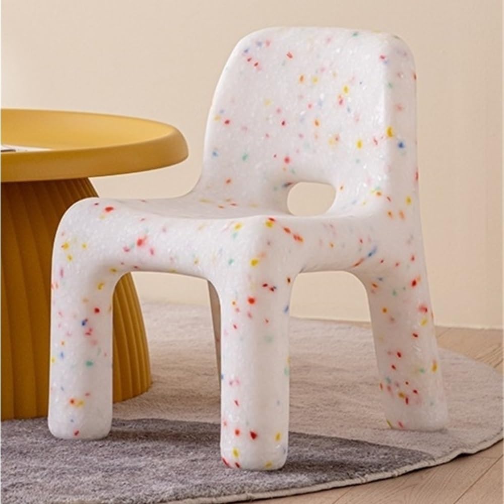 VCNIEUGO Modern White Small Plastic Armchair, Lightweight & Sturdy, Perfect for Relaxing, Dressing, Dining