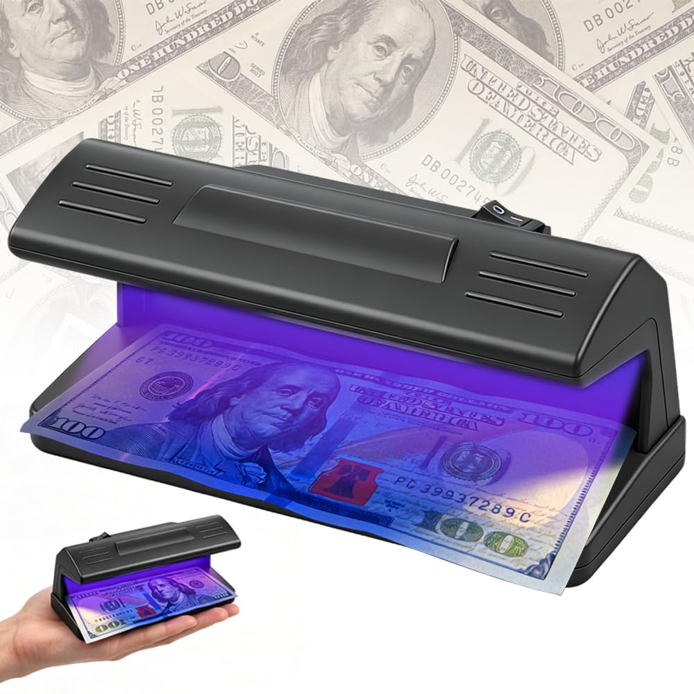 Note Checker, Counterfeit Money Detector UV Light, UK Plug, Money Checker Machine, Easily Spots Fake Money Notes, Fraud Prevention Money Checker for Checking Currency Home Shops Hotels Supermarkets